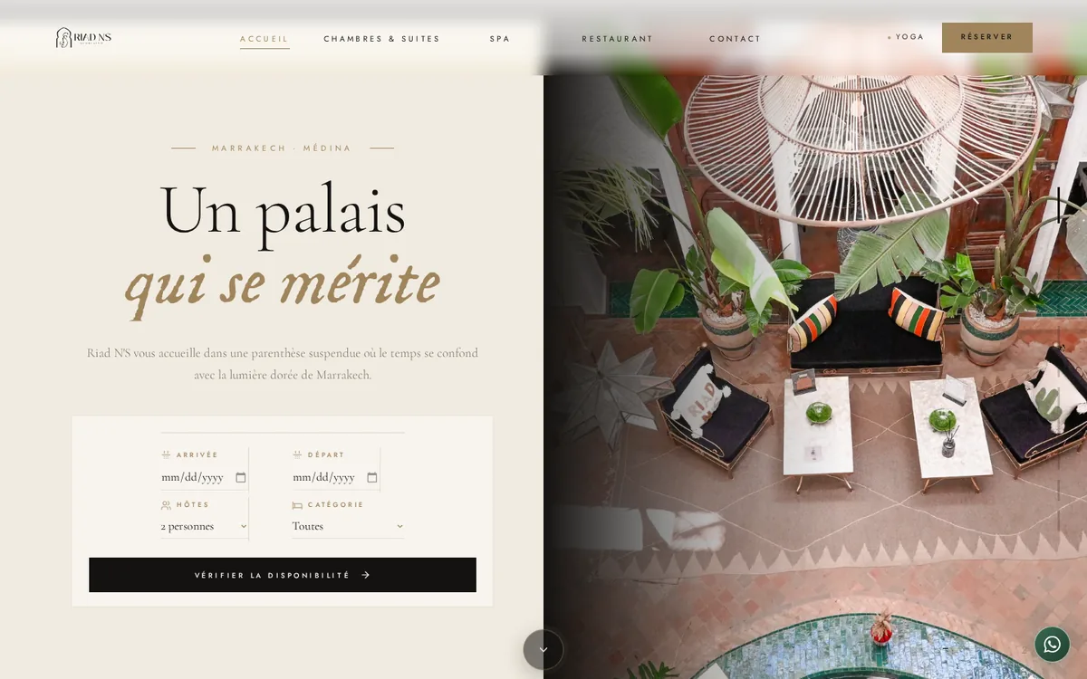 Site Riad N'S Marrakech réalisé par VSF Agency