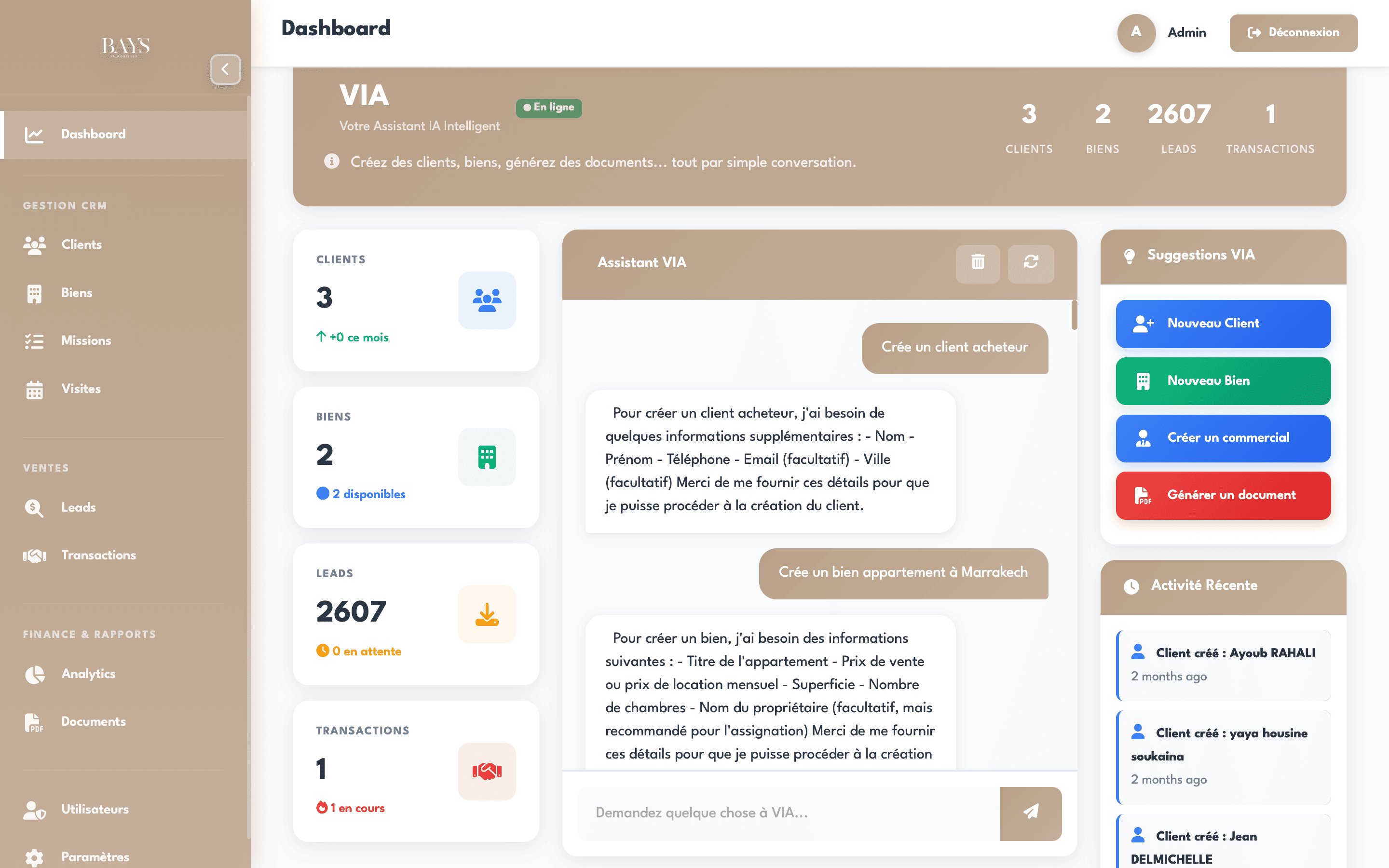VIA IMMO — Plateforme gestion agence immobilière